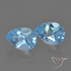 1.75 ctw Blue Topaz Stones, Natural Topaz in Pear Facet Shape for Sale