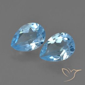 1.53 ctw Blue Topaz Stones, Natural Topaz in Pear Facet Shape for Sale