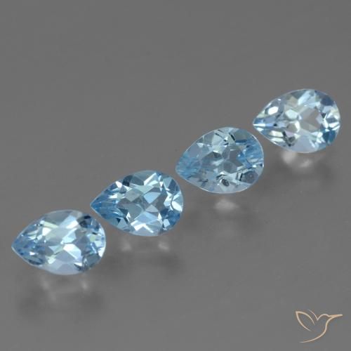 3.49 ctw Blue Topaz Stones, Natural Topaz in Pear Facet Shape for Sale