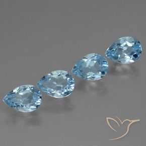 3.27 ctw Blue Topaz Stones, Natural Topaz in Pear Facet Shape for Sale