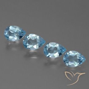 3.00 ctw Blue Topaz Stones, Natural Topaz in Pear Facet Shape for Sale