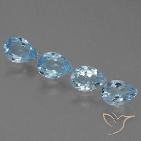 3.12 ctw Blue Topaz Stones, Natural Topaz in Pear Facet Shape for Sale