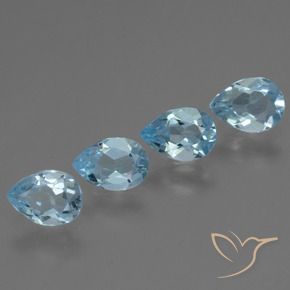 2.80 ctw Blue Topaz Stones, Natural Topaz in Pear Facet Shape for Sale