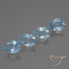 3.02 ctw Blue Topaz Stones, Natural Topaz in Pear Facet Shape for Sale
