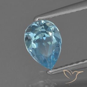 0.85 ct Blue Topaz Stone, Natural Topaz in Pear Facet Shape for Sale