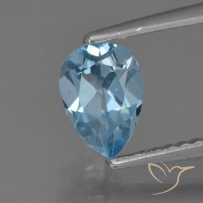 0.91 ct Blue Topaz Stone, Natural Topaz in Pear Facet Shape for Sale