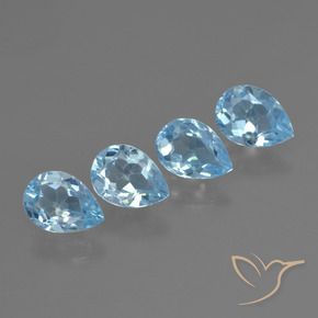 3.15 ctw Blue Topaz Stones, Natural Topaz in Pear Facet Shape for Sale