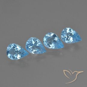 3.12 ctw Blue Topaz Stones, Natural Topaz in Pear Facet Shape for Sale