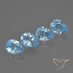 3.25 ctw Blue Topaz Stones, Natural Topaz in Pear Facet Shape for Sale