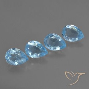 2.87 ctw Blue Topaz Stones, Natural Topaz in Pear Facet Shape for Sale