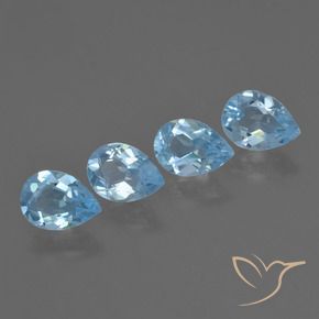 3.04 ctw Blue Topaz Stones, Natural Topaz in Pear Facet Shape for Sale