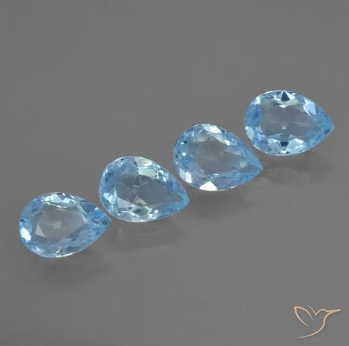 3.28 ctw Blue Topaz Stones, Natural Topaz in Pear Facet Shape for Sale