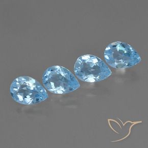 3.35 ctw Blue Topaz Stones, Natural Topaz in Pear Facet Shape for Sale