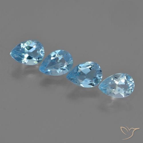 3.3 ct Swiss Blue Topaz, 7.2 x 5.1 mm Pear Cut From Brazil, Photo A