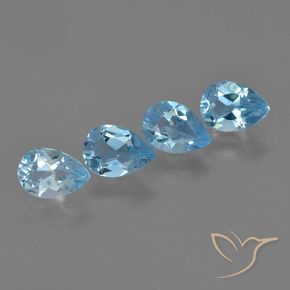 3.30 ctw Blue Topaz Stones, Natural Topaz in Pear Facet Shape for Sale