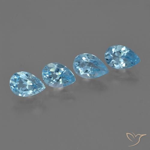 3.11 ctw Blue Topaz Stones, Natural Topaz in Pear Facet Shape for Sale