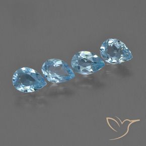 3.04 ctw Blue Topaz Stones, Natural Topaz in Pear Facet Shape for Sale
