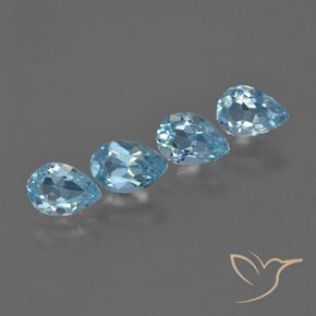 3.17 ctw Blue Topaz Stones, Natural Topaz in Pear Facet Shape for Sale