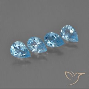 2.87 ctw Blue Topaz Stones, Natural Topaz in Pear Facet Shape for Sale