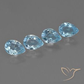 3.39 ctw Blue Topaz Stones, Natural Topaz in Pear Facet Shape for Sale