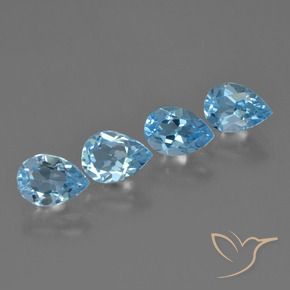 3.42 ctw Blue Topaz Stones, Natural Topaz in Pear Facet Shape for Sale