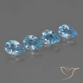 3.09 ctw Blue Topaz Stones, Natural Topaz in Pear Facet Shape for Sale