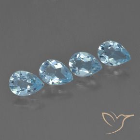 3.16 ctw Blue Topaz Stones, Natural Topaz in Pear Facet Shape for Sale