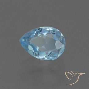 0.87 ct Blue Topaz Stone, Natural Topaz in Pear Facet Shape for Sale