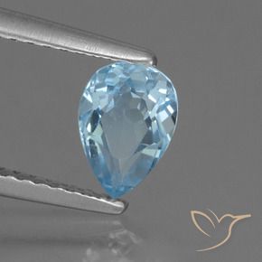 0.84 ct Blue Topaz Stone, Natural Topaz in Pear Facet Shape for Sale