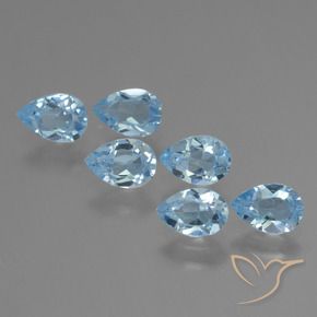 3.28 ctw Blue Topaz Stones, Natural Topaz in Pear Facet Shape for Sale