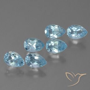 3.20 ctw Blue Topaz Stones, Natural Topaz in Pear Facet Shape for Sale