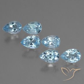 3.28 ctw Blue Topaz Stones, Natural Topaz in Pear Facet Shape for Sale