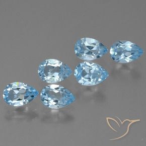 2.89 ctw Blue Topaz Stones, Natural Topaz in Pear Facet Shape for Sale