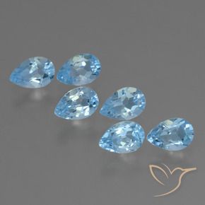 3.07 ctw Blue Topaz Stones, Natural Topaz in Pear Facet Shape for Sale