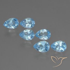 3.10 ctw Blue Topaz Stones, Natural Topaz in Pear Facet Shape for Sale