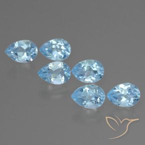 3.31 ctw Blue Topaz Stones, Natural Topaz in Pear Facet Shape for Sale