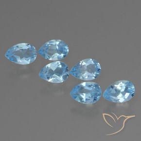 3.16 ctw Blue Topaz Stones, Natural Topaz in Pear Facet Shape for Sale