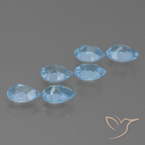 Topaz Gemstones in 6.2 x 4.3 mm Size for Sale, Topaz Stones in Swiss Blue Color