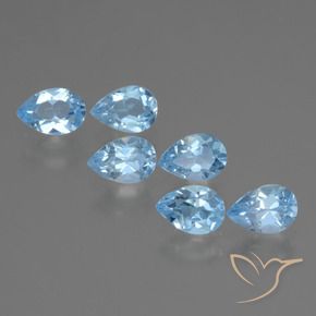 3.22 ctw Blue Topaz Stones, Natural Topaz in Pear Facet Shape for Sale
