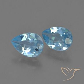 1.66 ctw Blue Topaz Stones, Natural Topaz in Pear Facet Shape for Sale