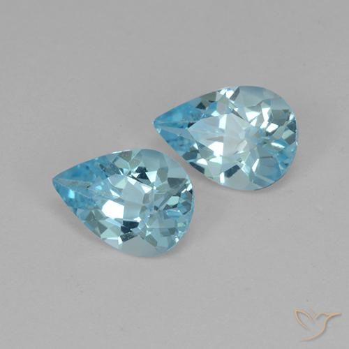 1.41 ctw Blue Topaz Stones, Natural Topaz in Pear Facet Shape for Sale
