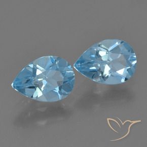 1.68 ctw Blue Topaz Stones, Natural Topaz in Pear Facet Shape for Sale