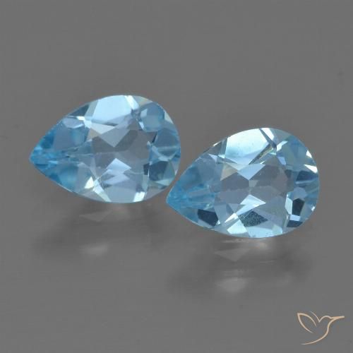 1.54 ct Swiss Blue Topaz, 7.2 x 5.1 mm Pear Cut From Brazil, Photo A