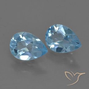 1.54 ctw Blue Topaz Stones, Natural Topaz in Pear Facet Shape for Sale