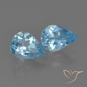 1.54 ctw Blue Topaz Stones, Natural Topaz in Pear Facet Shape for Sale