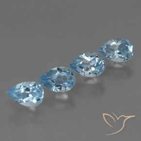 2.15 ctw Blue Topaz Stones, Natural Topaz in Pear Facet Shape for Sale