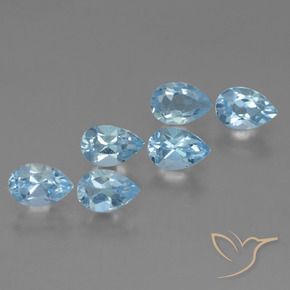 3.06 ctw Blue Topaz Stones, Natural Topaz in Pear Facet Shape for Sale