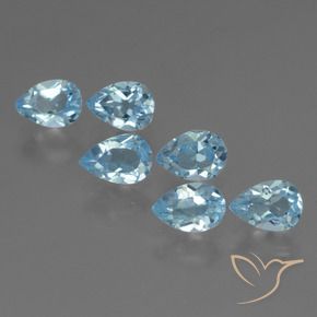 3.62 ctw Blue Topaz Stones, Natural Topaz in Pear Facet Shape for Sale