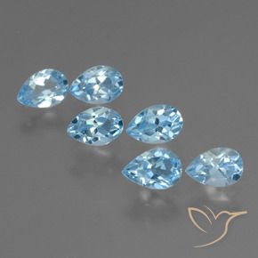 3.45 ctw Blue Topaz Stones, Natural Topaz in Pear Facet Shape for Sale