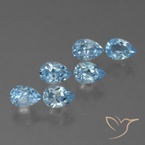 3.71 ctw Blue Topaz Stones, Natural Topaz in Pear Facet Shape for Sale